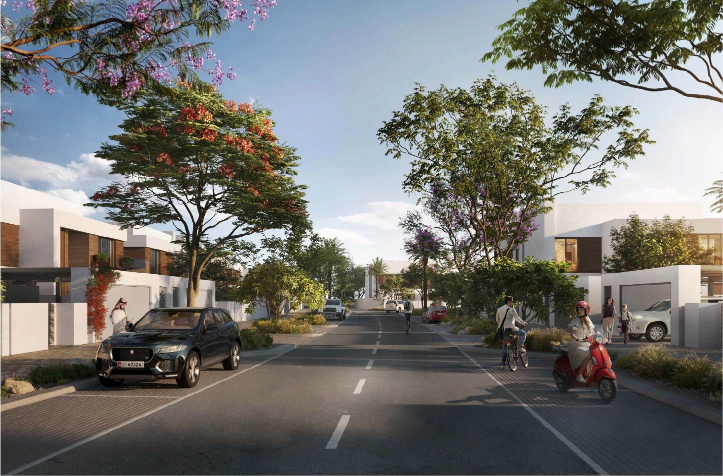 Beautifully landscaped front yards and walkways in The Dunes community